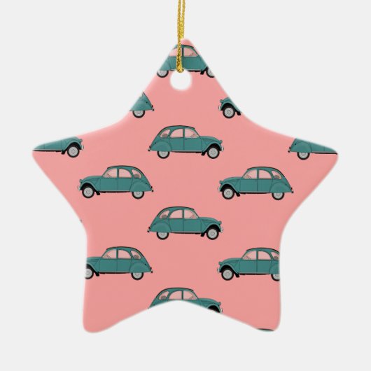 Citroen 2CVs - Green on Pink - Cars Keramikornament (Vorne)