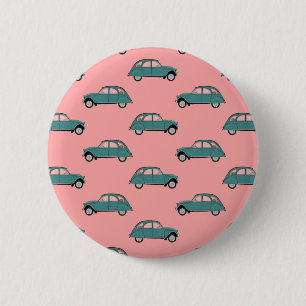 Citroen 2CVs - Grün auf Rosa - Autos Button