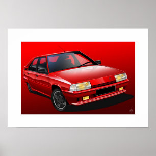 Citroen BX 16V Illustrated Poster