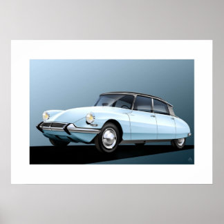 Citroen DS19 Blassblaue Artwork Poster