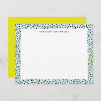 Citron Aqua Snow Leopard Print Personal Stationery