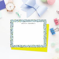 Citron Aqua Snow Leopard Print Personal Stationery