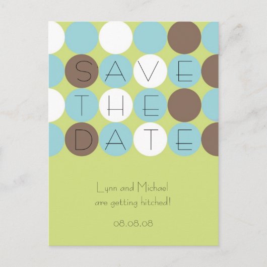 Citron Dots Save the Date Postcard (benutzerdefini Ankündigungspostkarte (Vorderseite)
