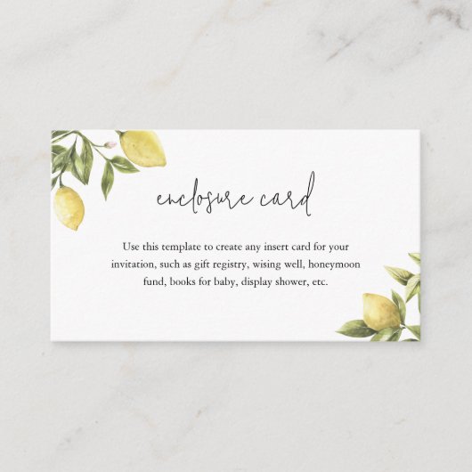 CITRON Lemon Citrus Beilage Karte 3.5 "x2" (Vorderseite)