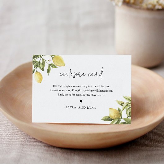 CITRON Lemon Citrus Beilage Karte 5"x3.5"