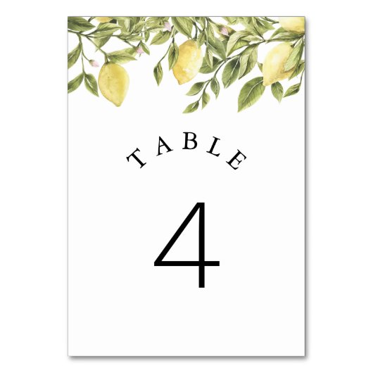 CITRON Lemon Citrus Tischnummer Card (Rückseite)