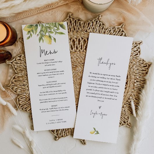 CITRON Lemon Citrus Wedding Dinner Menü