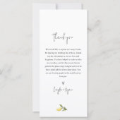 CITRON Lemon Citrus Wedding Dinner Menü (Rückseite)