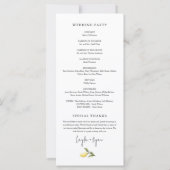 CITRON Lemon Citrus Wedding Programm (Rückseite)