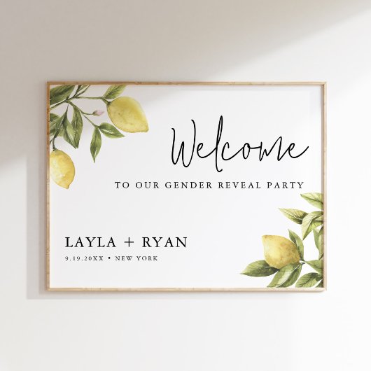 CITRON Lemon Gender Reveal Willkommen 18x24 Poster