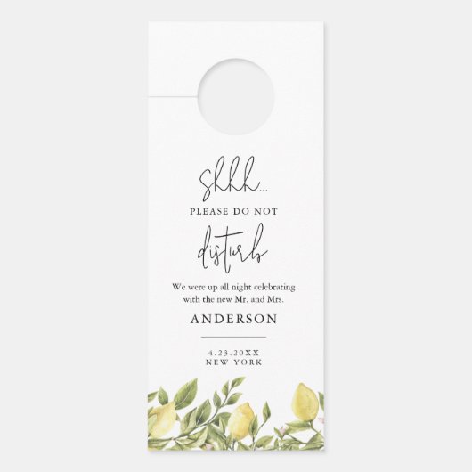 CITRON Lemon Wedding stört den Begrüßungsbrief nic Türanhänger (Vorderseite)