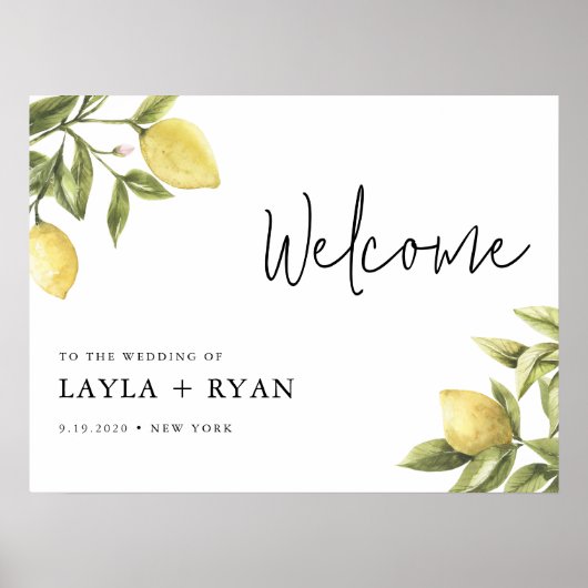 CITRON Lemon Wedding Welcome Sign Poster (Vorne)