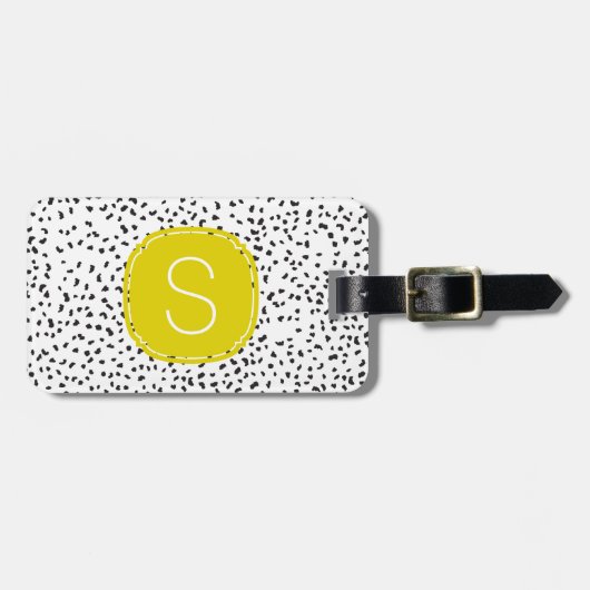 Citron Monogram Black and White Dalmatiner Spots Gepäckanhänger (Vorderseite horizontal)