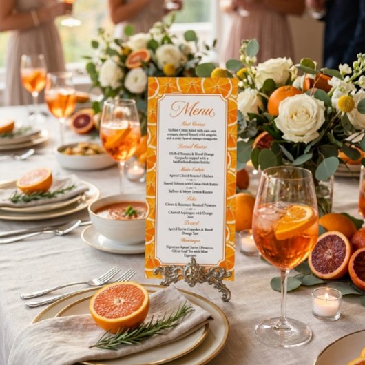 Citrus-Aperol-Spritz-Party-Menü Menükarte