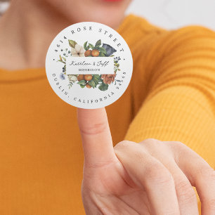 Citrus Autumn Boho Botanische Rücksendeadresse Runder Aufkleber