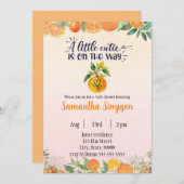 Citrus Baby Dusche Botanische Orangenwerbung Einladung (Vorne/Hinten)