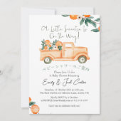 Citrus Baby Dusche Orange Truck Wasserfarbe Rustik Einladung (Vorderseite)