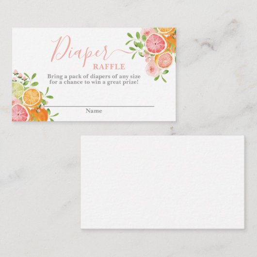 Citrus Baby Duwer Girl Diaper Raffekarte Begleitkarte (Vorne/Hinten)