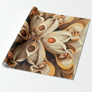 Citrus Beige Braun Ziermuster Karierte Dekoration Geschenkpapier