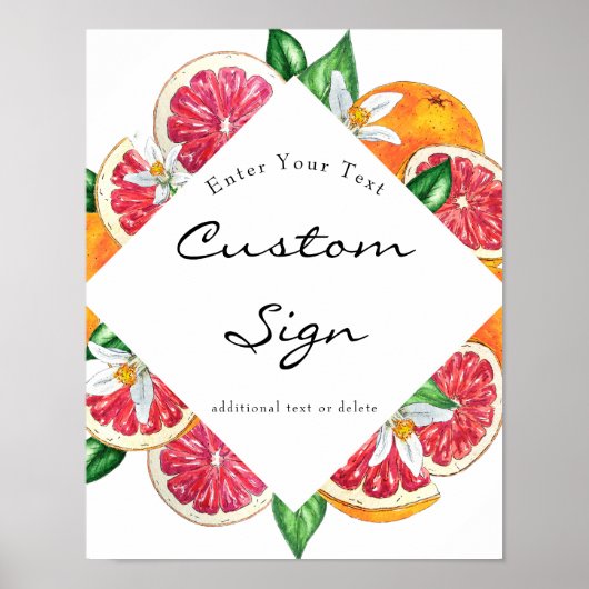 Citrus | Benutzerdefiniertes Textzeichen Poster (Vorne)