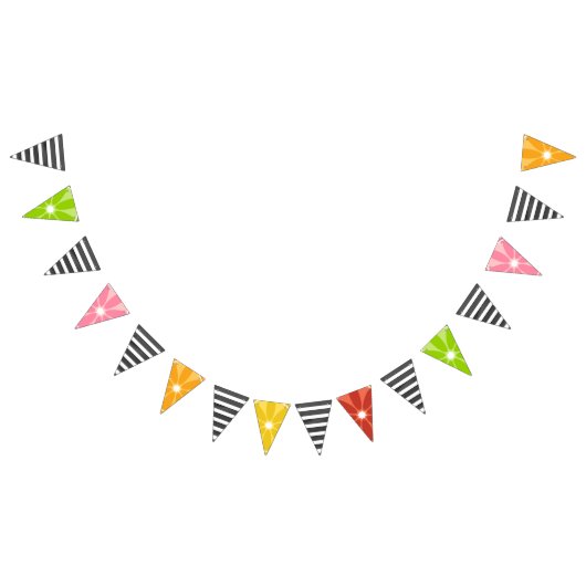 Citrus Black + White Strip Twotti Fruity Geburtsta Wimpelkette (Alle)