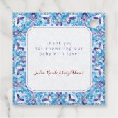 Citrus Blau Gelbe Zitrone Amalfi-Küste Baby Shower Geschenkanhänger (Rückseite)