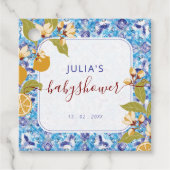 Citrus Blau Gelbe Zitrone Amalfi-Küste Baby Shower Geschenkanhänger (Vorderseite)