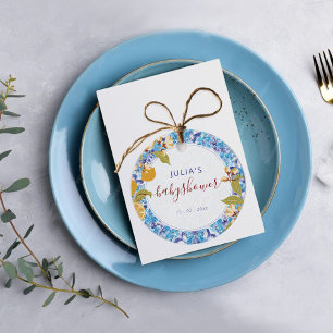 Citrus Blau Gelbe Zitrone Amalfi-Küste Baby Shower Geschenkanhänger