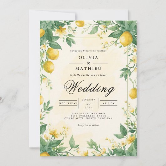 Citrus Bloom Archway Wedding Einladung (Vorderseite)