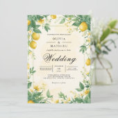 Citrus Bloom Archway Wedding Einladung (Stehend Vorderseite)