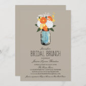 Citrus Bloom Mason Jar| Bridesmaid Brunch Einladung (Vorne/Hinten)