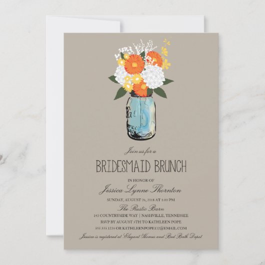Citrus Bloom Mason Jar | Bridesmaid Brunch Einladung (Vorderseite)