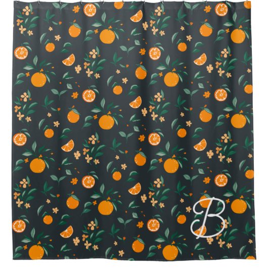 Citrus Bloom Orange Botanical Foliage Duschvorhang (Vorderseite)