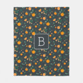 Citrus Bloom Orange Botanical Foliage Fleecedecke (Vorderseite)