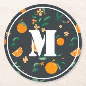 Citrus Bloom Orange & Foliage Bontanical Runder Pappuntersetzer (Vorderseite)