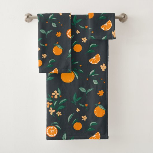 Citrus Bloom Orange & Foliage Botanical Badhandtuch Set (Insitu)
