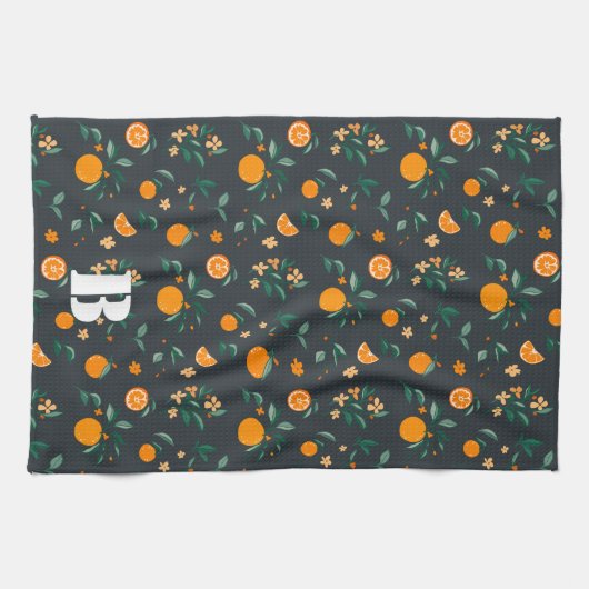 Citrus Bloom Orange & Foliage Botanical Geschirrtuch (Horizontal)