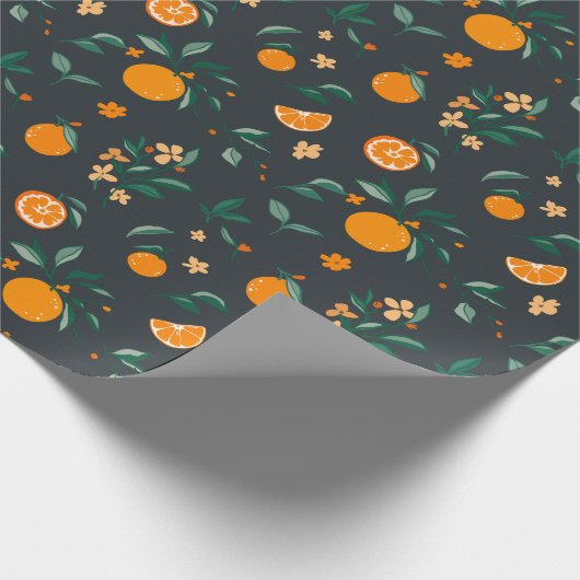 Citrus Blooms Orange & Foliage Geschenkpapier (Ecke)