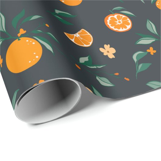 Citrus Blooms Orange & Foliage Geschenkpapier (Rolleneckpunkt)