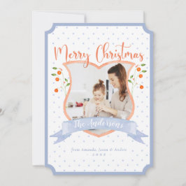 Citrus Blue Chinoiserie Wappen Ein Foto Weihnachte Feiertagskarte