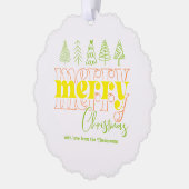 Citrus Blush Scribbles Frohen Weihnachtskuchen Ornament Karte (Links)