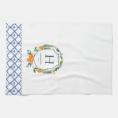 Citrus Botanical Christmas | Familienname Monogram Geschirrtuch (Horizontal)