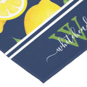 Citrus Botanical Lemon Elegant Monogram Navy Großer Tischläufer (Ecke)