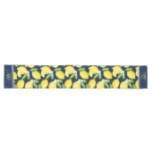 Citrus Botanical Lemon Elegant Monogram Navy Großer Tischläufer (Horizontal)