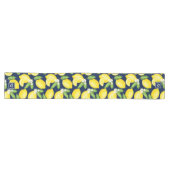 Citrus Botanical Lemon Navy Blue Monogram Großer Tischläufer (Horizontal)