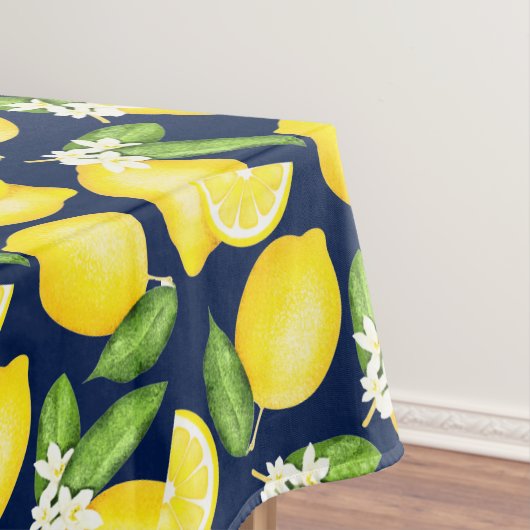 Citrus Botanical Lemon Navy Blue Tischdecke (Beispiel)