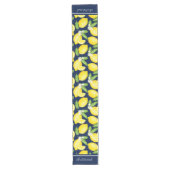 Citrus Botanical Lemon Personalize Navy Blue Großer Tischläufer (Vorderseite)