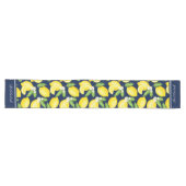 Citrus Botanical Lemon Personalize Navy Blue Großer Tischläufer (Horizontal)