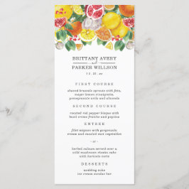 Citrus Botanical Wedding Menu Menükarte