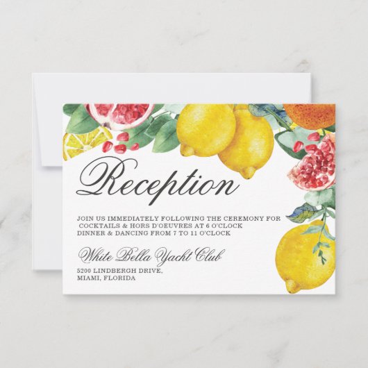 Citrus Botanical Wedding Reception Einladung (Vorderseite)